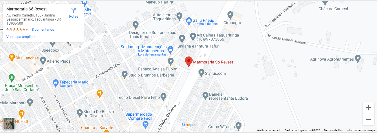 Localização da Marmoraria Só Revest no Google Maps